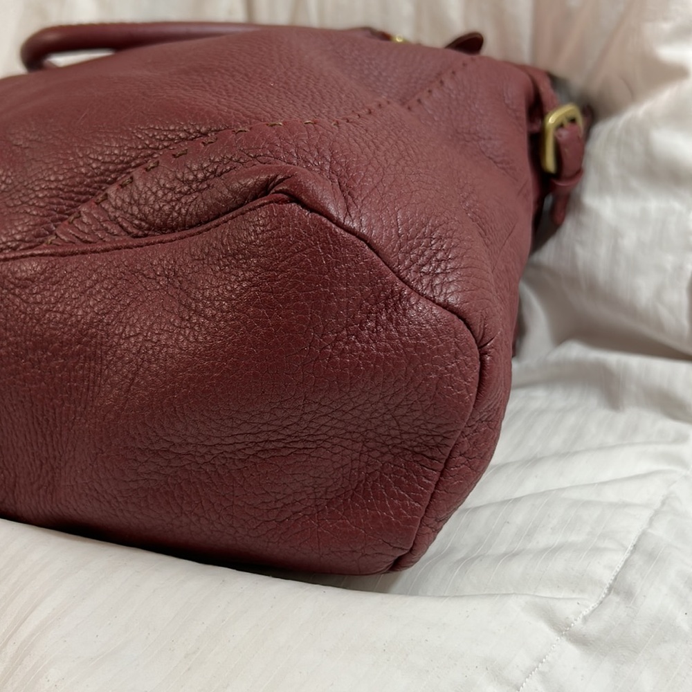 Carla Mancini Grace Wine Woven & Leather Large Shoulder Bag - Picture 3 of 9